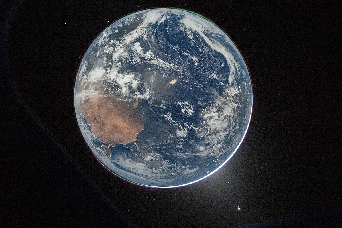 Earth as photographed from the Orion spacecraft during the Artemis II mission